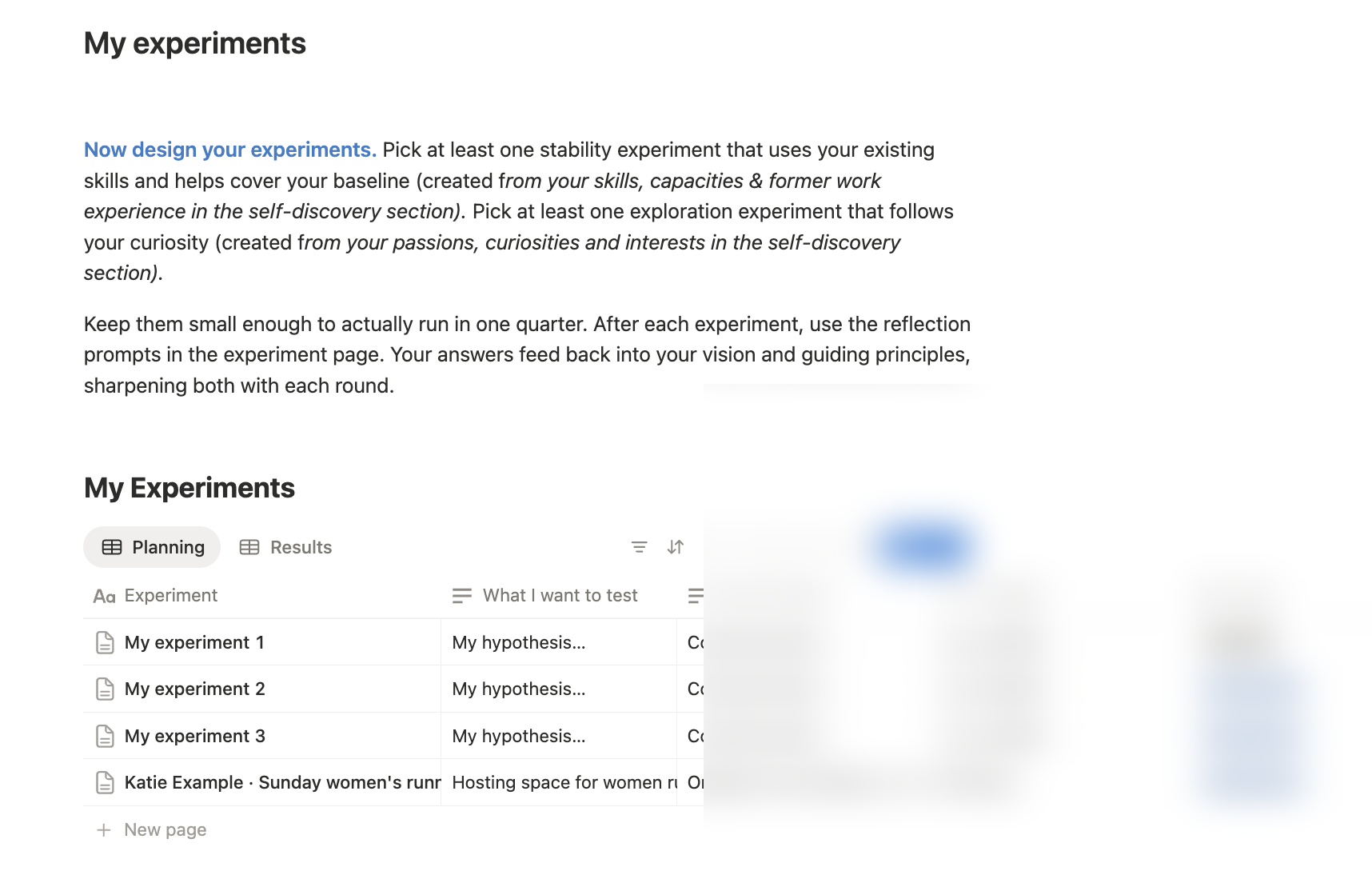 Notion template · Experiments (preview)