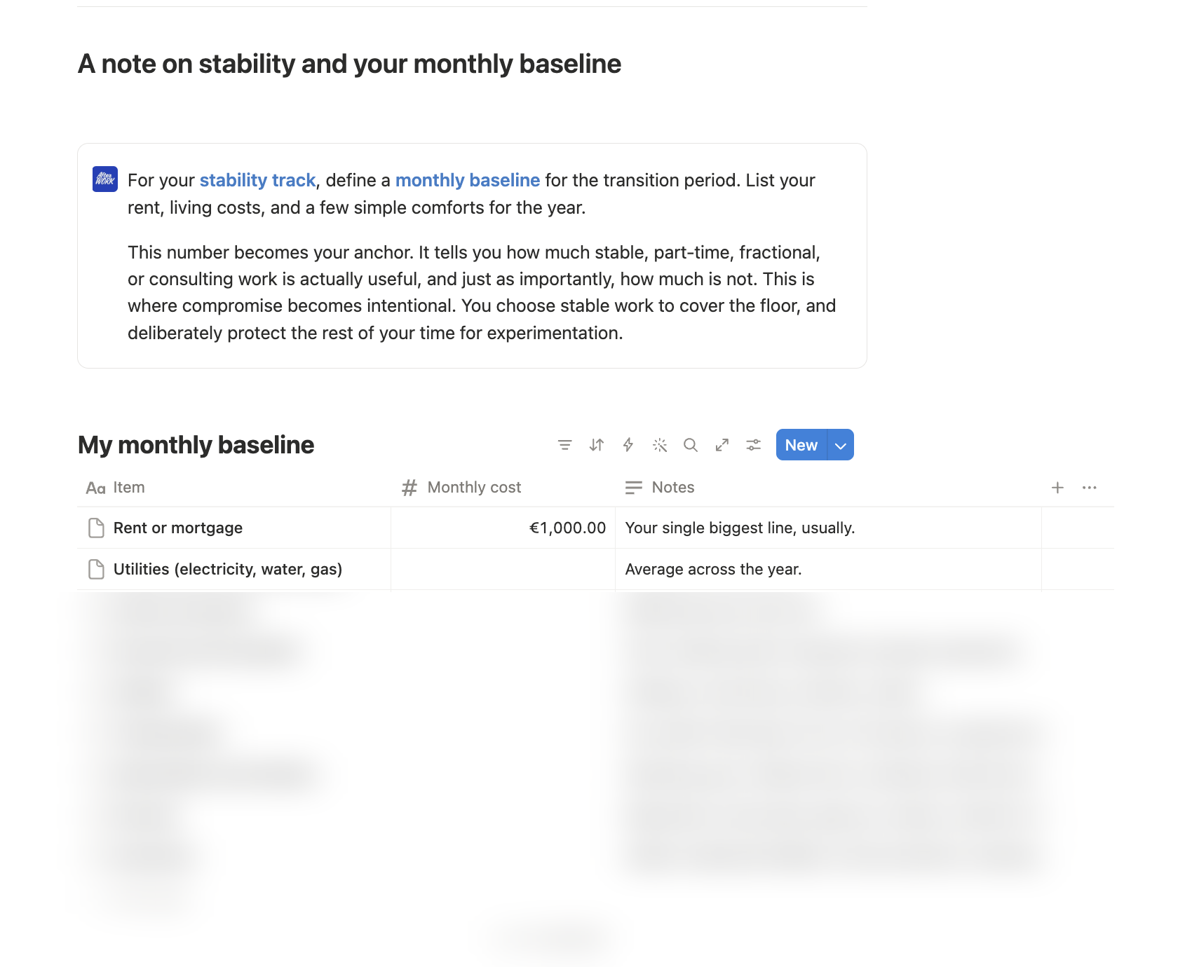 Notion template · Monthly Baseline (preview)