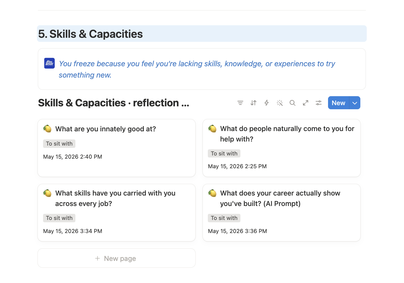 Notion template · Self-Discovery reflection prompts